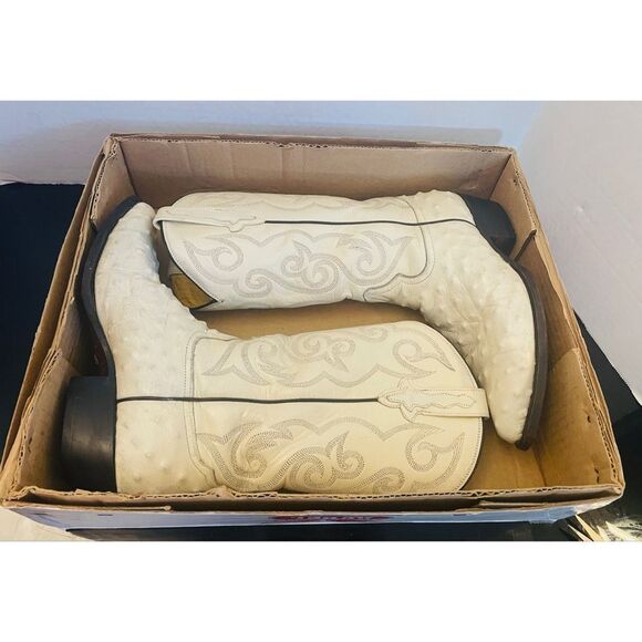 RARE🔥 RUDEL Ivory Goat Ostrich Cowboy Leather Boots Men's Size 7.5 EEWestern - Picture 15 of 15